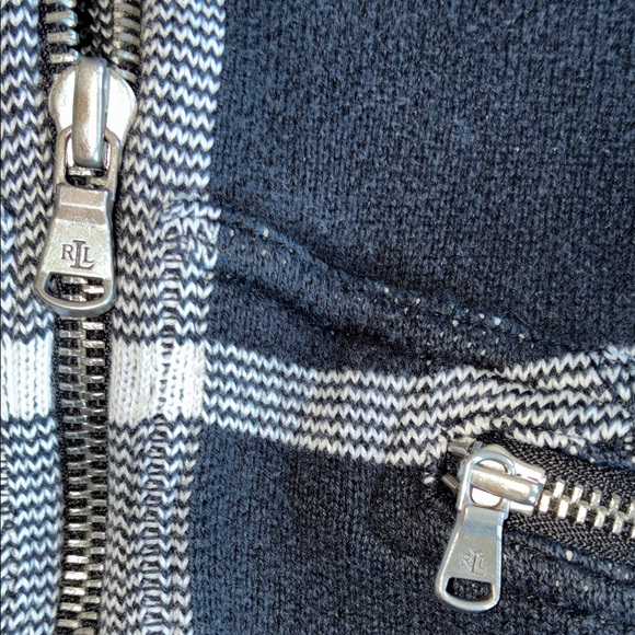 Lauren Ralph Lauren Women's Grey & White Plaid Cardigan Sweater, Zip Front. XL - Picture 8 of 16